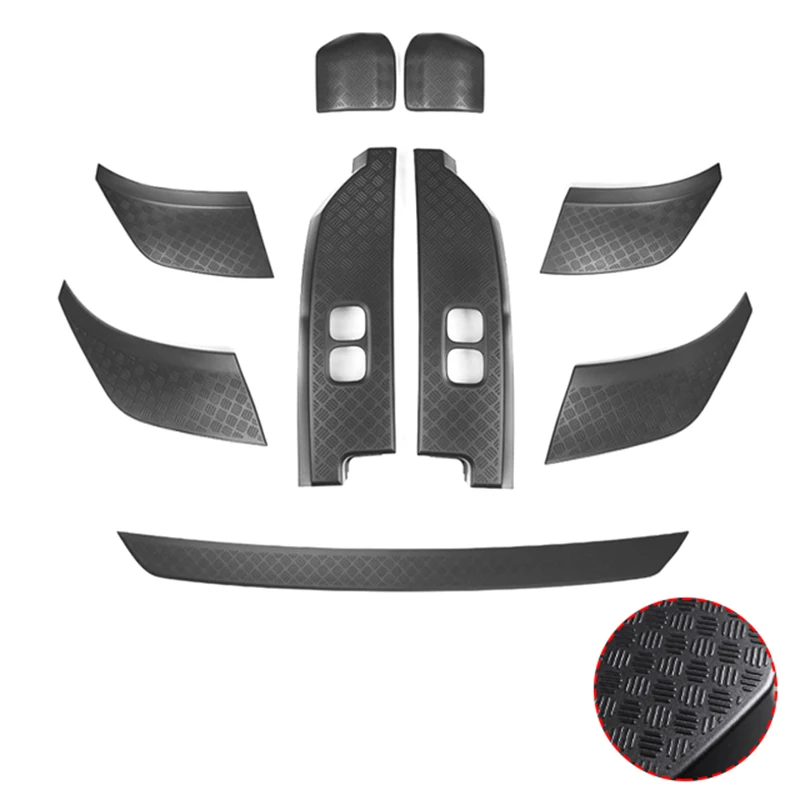 

9Pcs For Land Rover Defender 110 Matte Black Textured Anti-Scratch Kit Mirror Covers Trunk Guard Plate Tail Light Scratch Guard