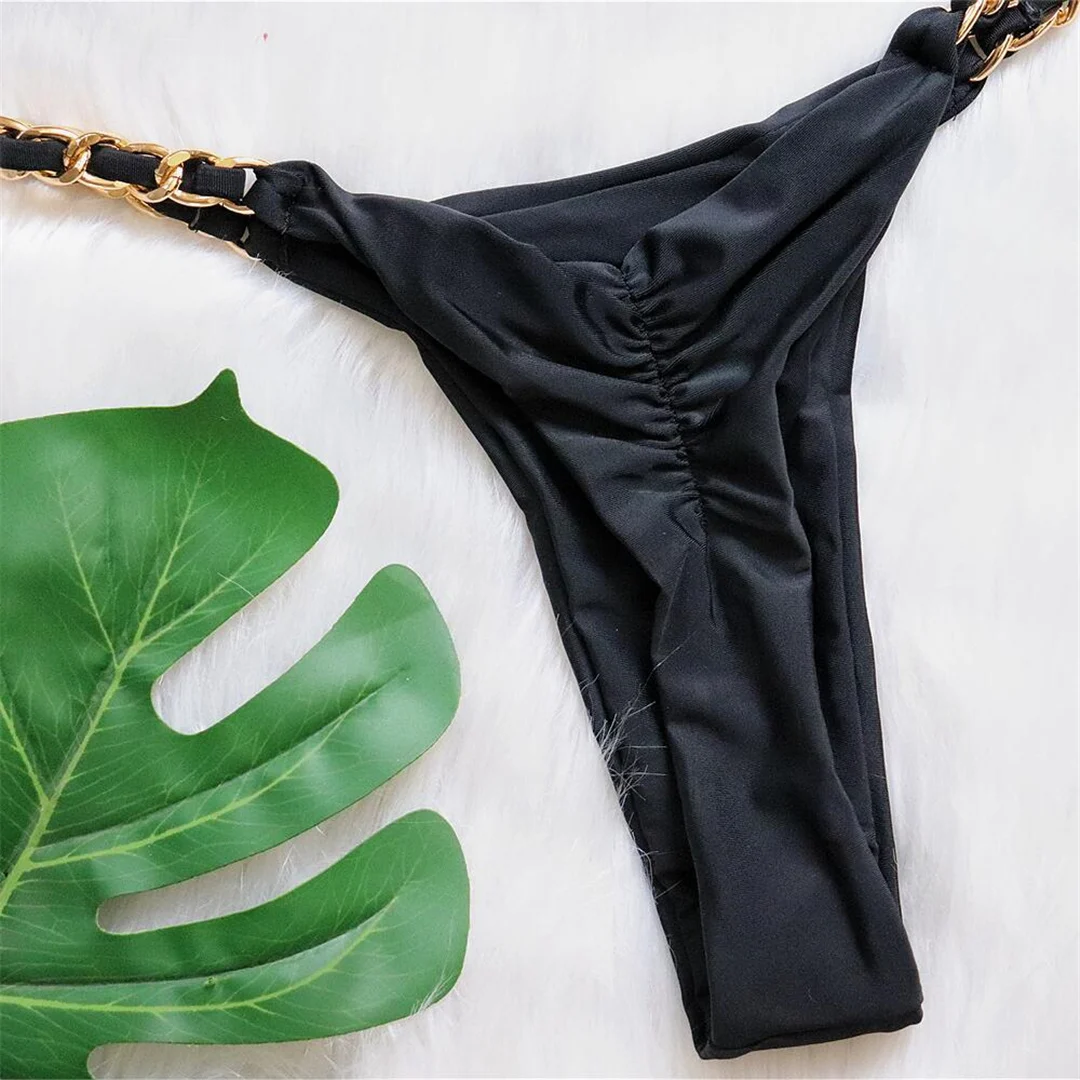 Metallring-Neckholder-Bikini mit Scrunch-Butt-String, Damen-Badeanzug, zweiteiliger Bikini-Set, Badebekleidung, Badeanzug, Schwimmbikini V4391 – Detail 31