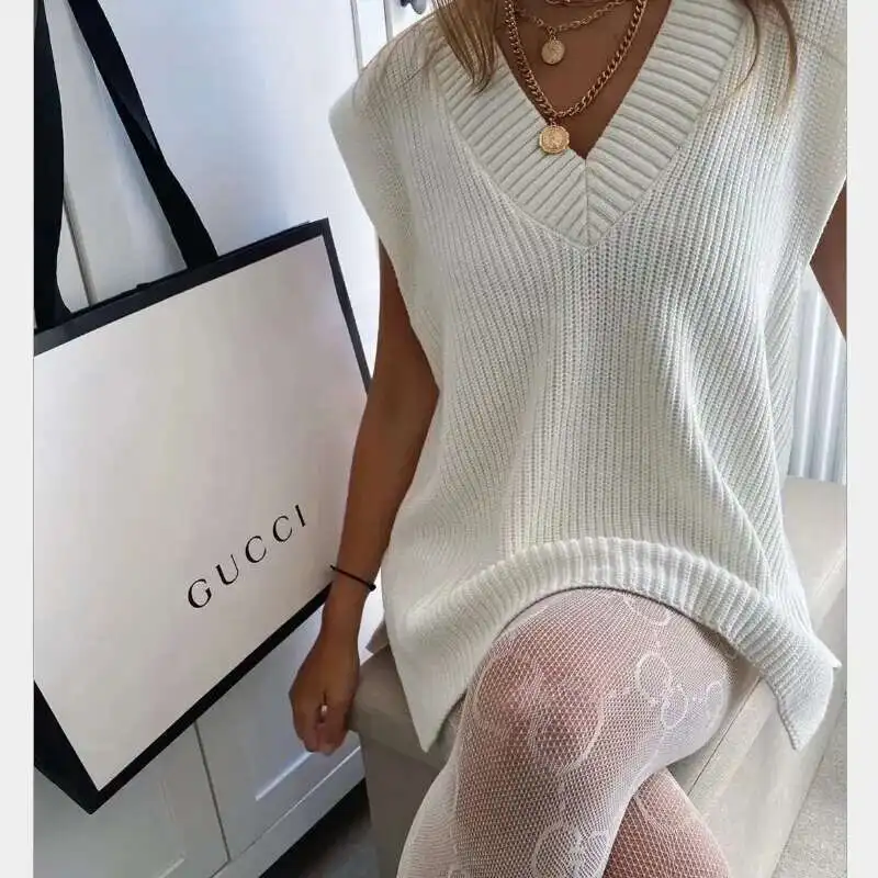 2025 Spring New Leisure Commuter V-Neck Outer Sweater Vest Female