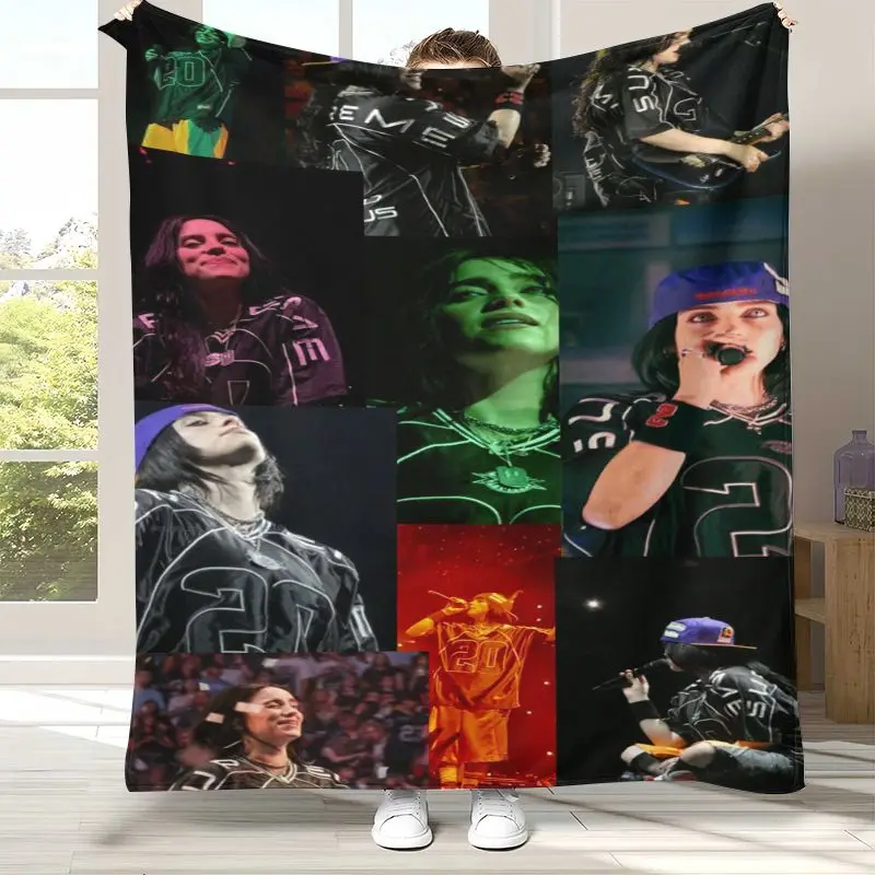 3D Billie Eilish Style Grunge Music Corner Flannel Throw Blanket,Cozy Warm Blanket for Bed,Sofa,Living Room,Picnic,Home Decor