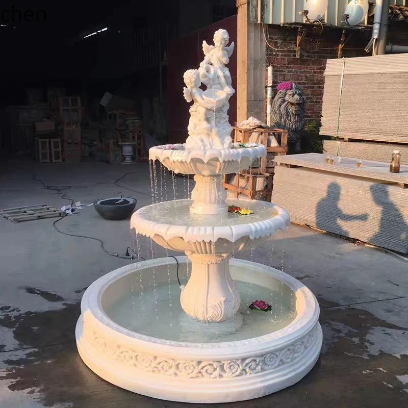 Angel Sculpture Fountain Courtyard Balcony Flowing Water Fish Pond Garden Large Water Landscape Ornament