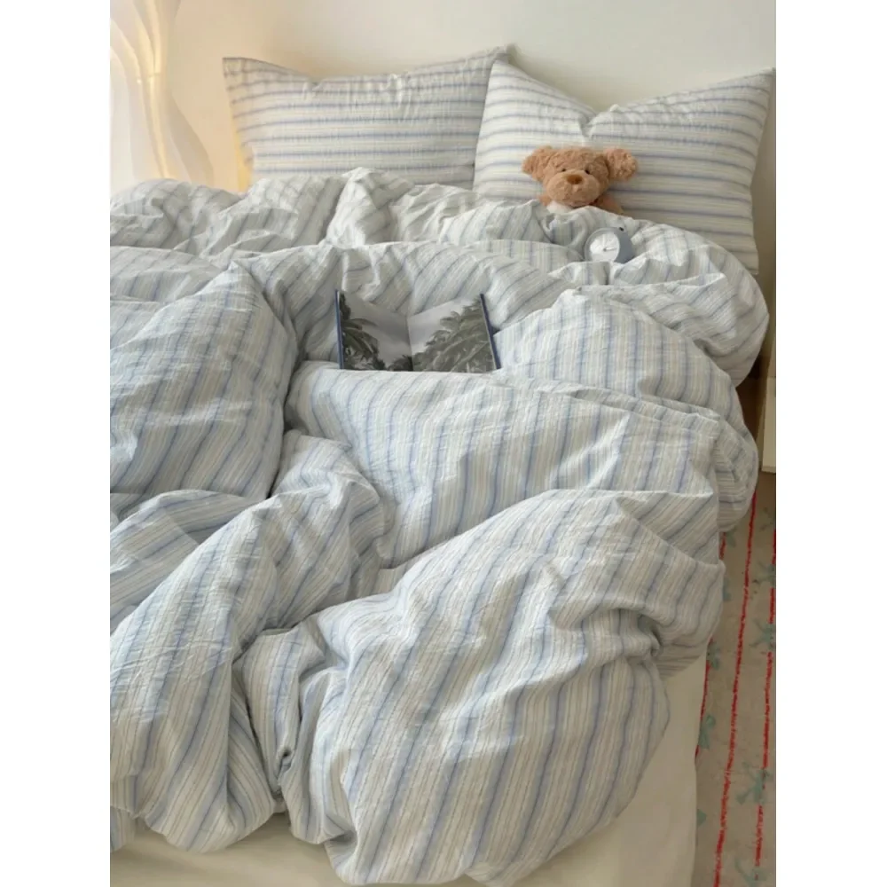 

Polyester Simple Bedding Set, Suitable For Boys Girls Dorm, Zipper Closure, All Season, Soft Breathable, Fit For Dorm Bed, Sing