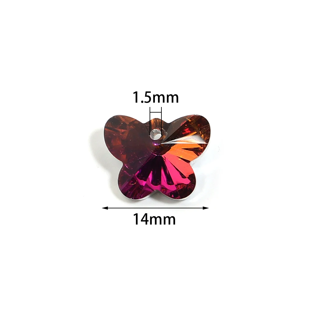 10Pcs Electroplated Colorful Butterfly Shaped Crystal Beads Loose Spacer Glass Beads for DIY Jewelry Making Necklace Findings