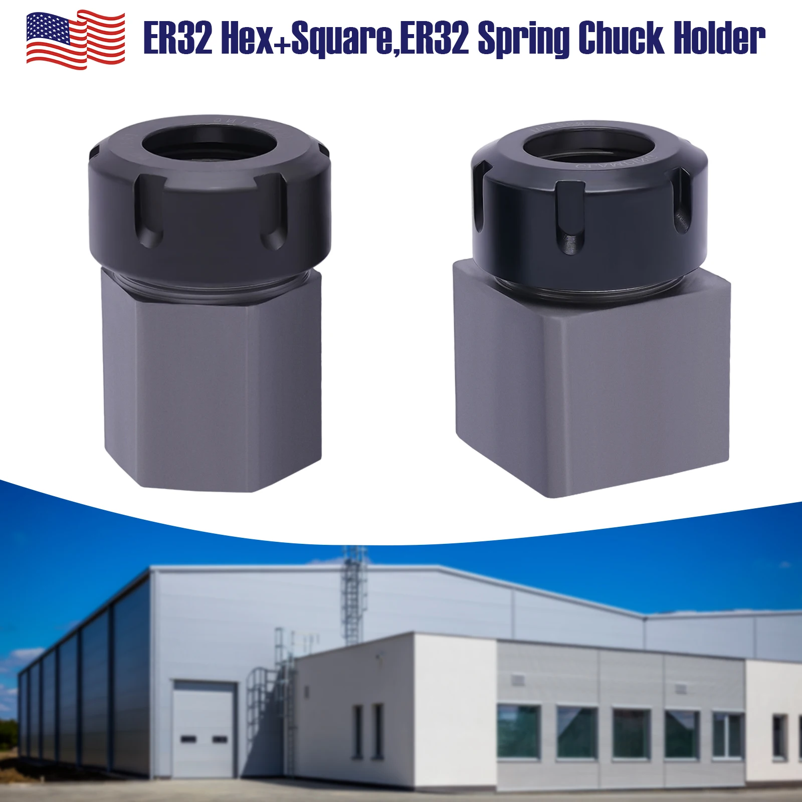 ER-32 Hex Collet Block + Square Collet Block