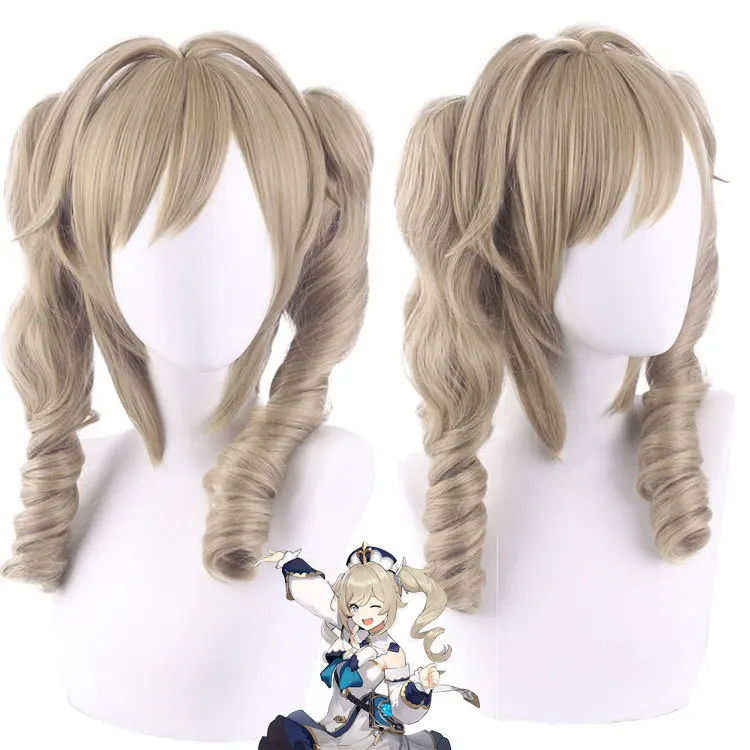 

Synthetic Cosplay Wig Anime Twin Tails Clip on Ponytail Heat Resistant Fiber Costume Party Daily Use