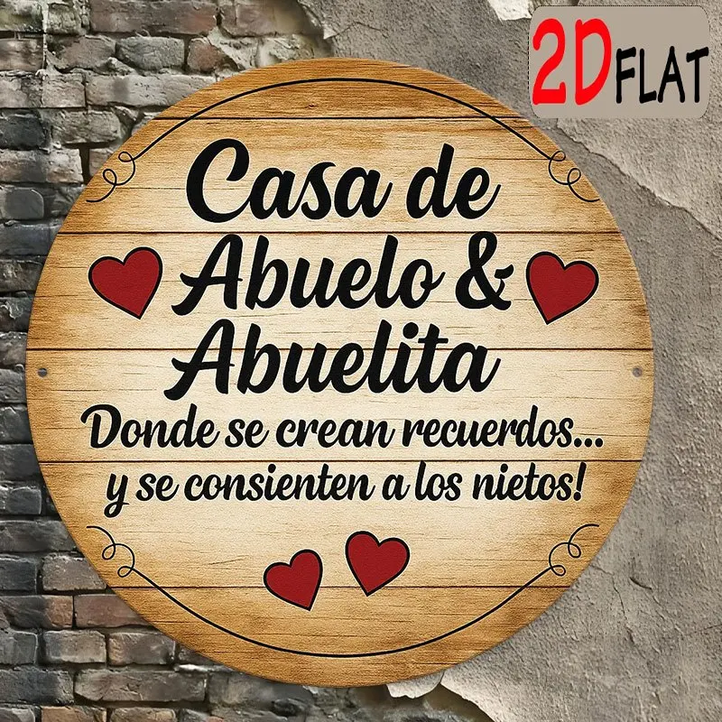 Letrero de Metal Vintage - Placa Decorativa de Pared, "Casa de Abuelo y Abuelita" en Español, para Oficina, Bar, Cuarto de Hombre