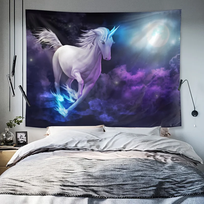 Galactic Unicorn Shower Curtain - Water-Resistant Fabric for Bathroom - Perfect for Fantasy and Space Lovers