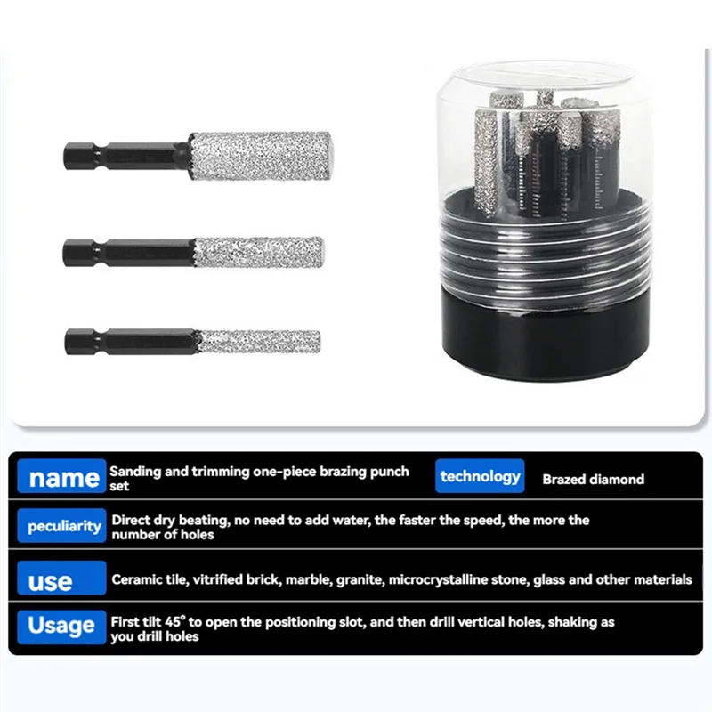 

AWAH Diamond Drill Bit Diamond Drill Bit Andgrinding Rod Set Forceramic Tile,Glass,Marble