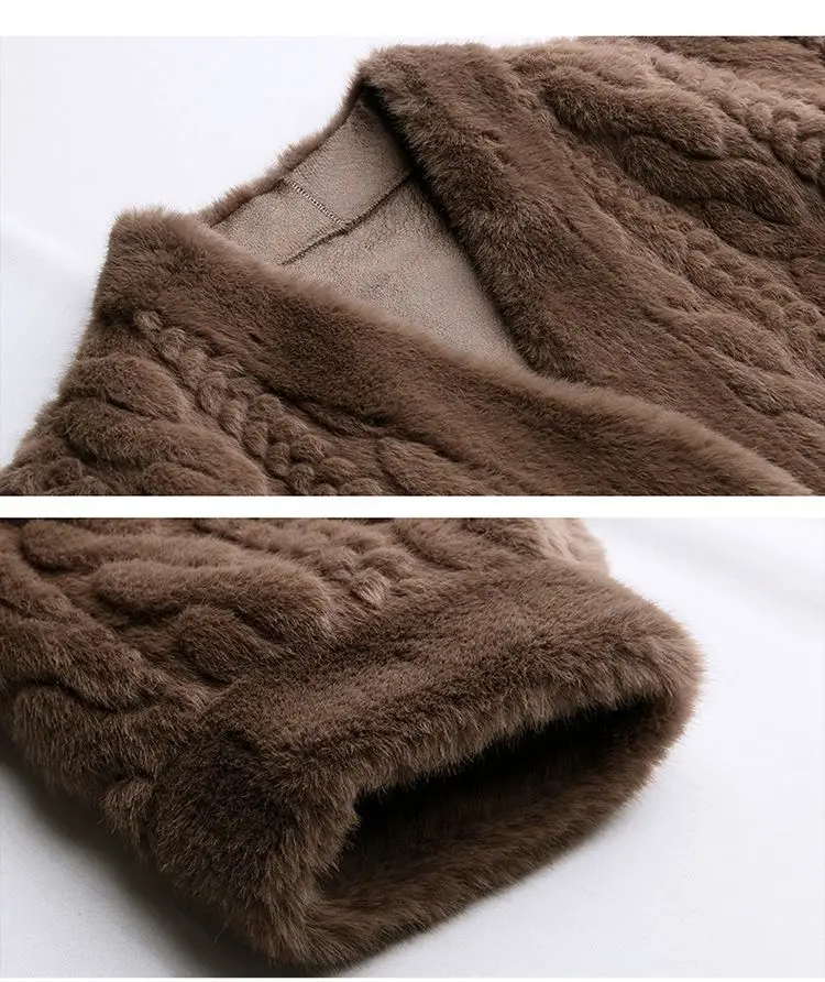 Cardigan de pele feminino engrossado long2025primavera e outono com decote em v jaqueta feminina solta simples lazer com botões casaco de pele do falso vison