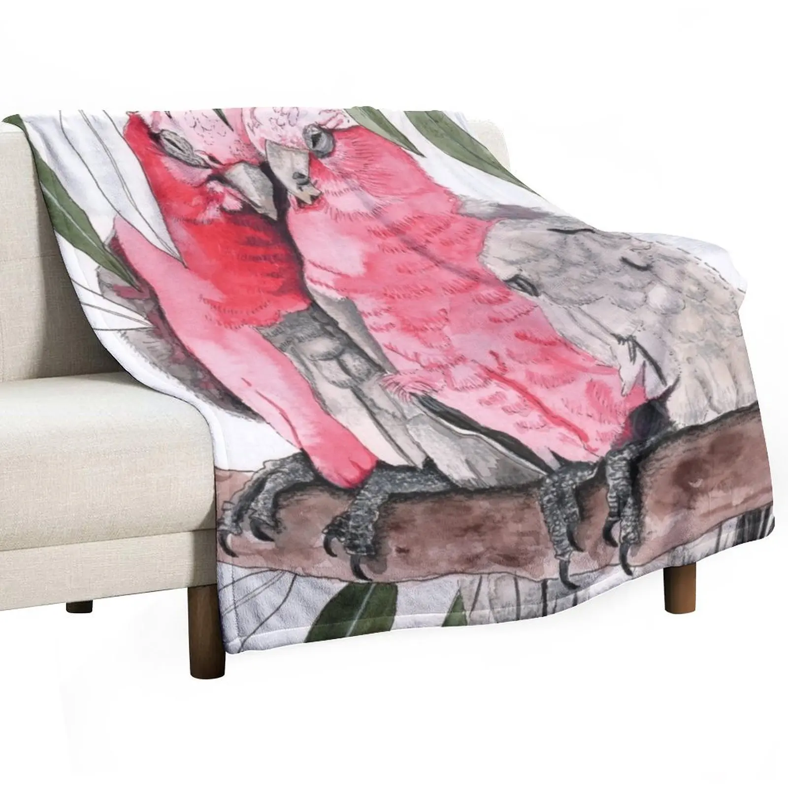 Galahs Pair Pink Australian Birds Eucalyptus Throw Blanket warm for winter sofa bed Thin Thermals For Travel Custom Blankets