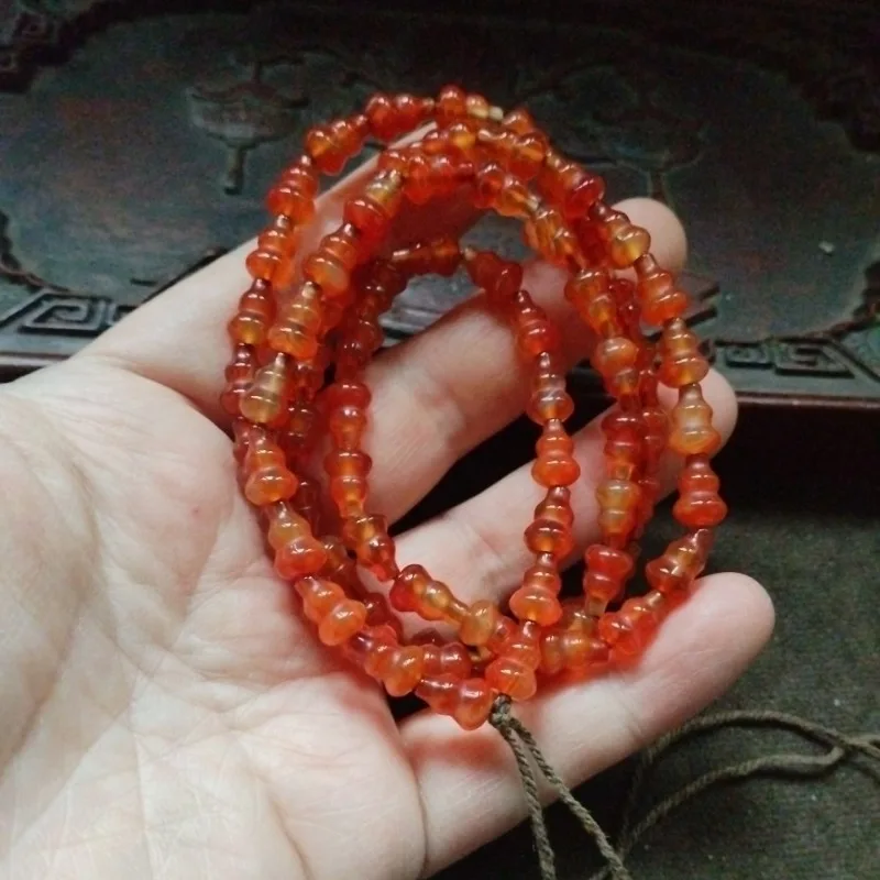 Transparent Orange Mini Agate Calabash Bead String Retro Gourd Spacer Beads Ethnic Unisex Jewelry Making Supplies