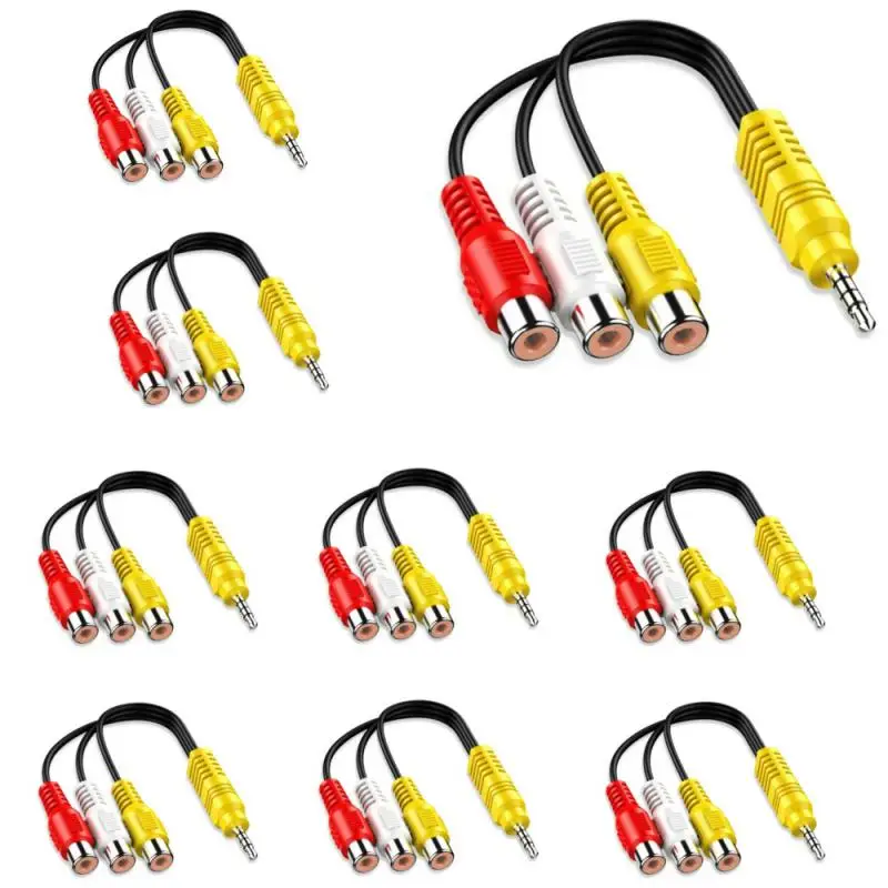 ﻿ ﻿ Splitter 3 5mm to 3 RCA Female Audio Video Cable Composite AV Adapter Cord for TV VCR Projector