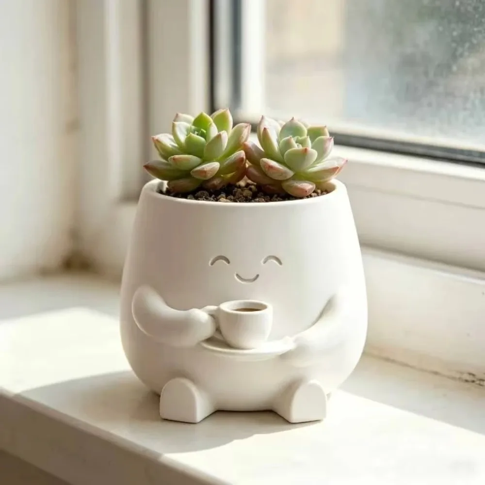 3D Printed Mini Dreamer Flower Pot Desk Pen Holder, Desktop Storage Organizer for Home Office School, Creative Desktop Decor