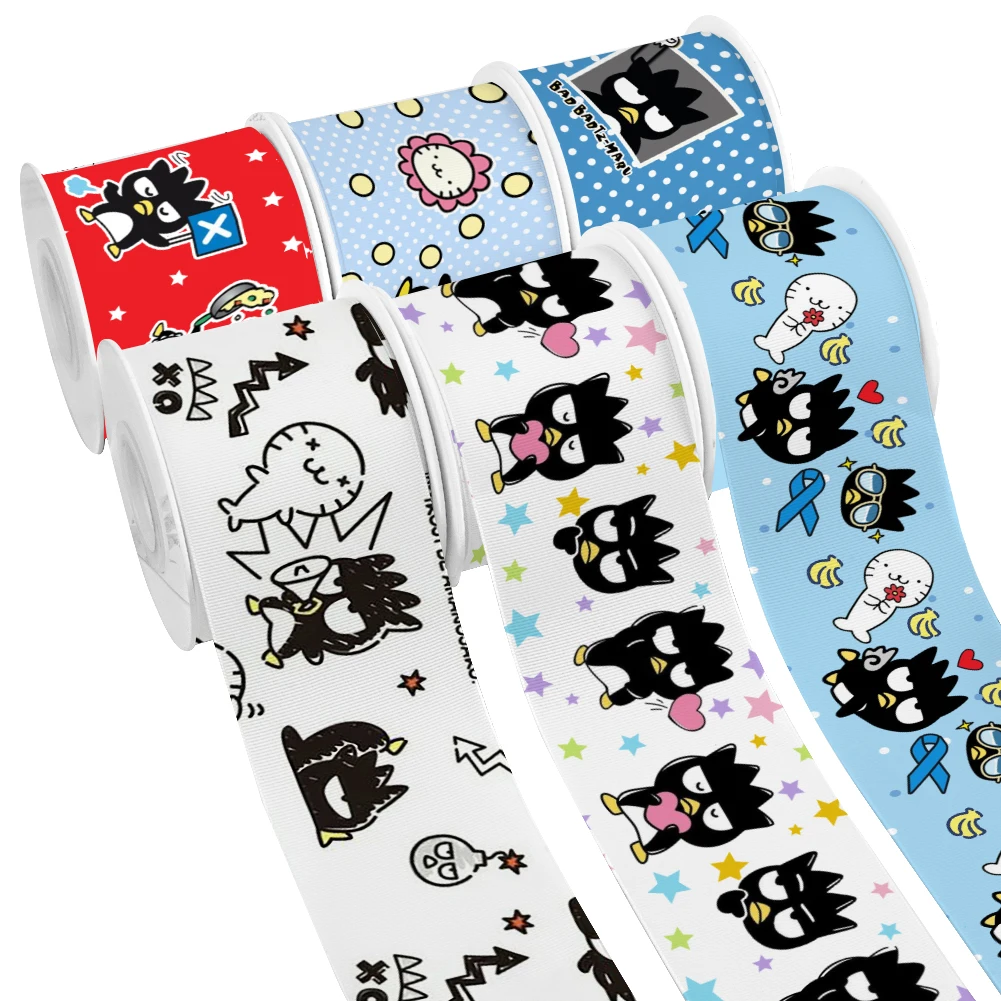 Japanese Sanrio Cartoon BadBadtz-maru Design Printed Grosgrain Satin Ribbon for Gift Wrapping Hair Bow 50 Yards