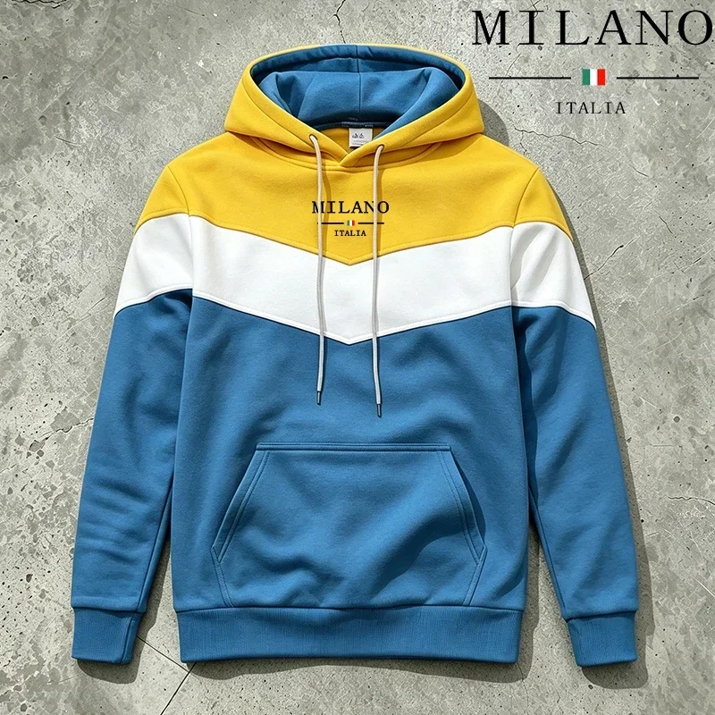 2026 New Arrival Men's Hooded Sweatshirt Italy Fashion Print Hoodie Autumn Winter Daily Casual Sports Long Sleeve Pullover