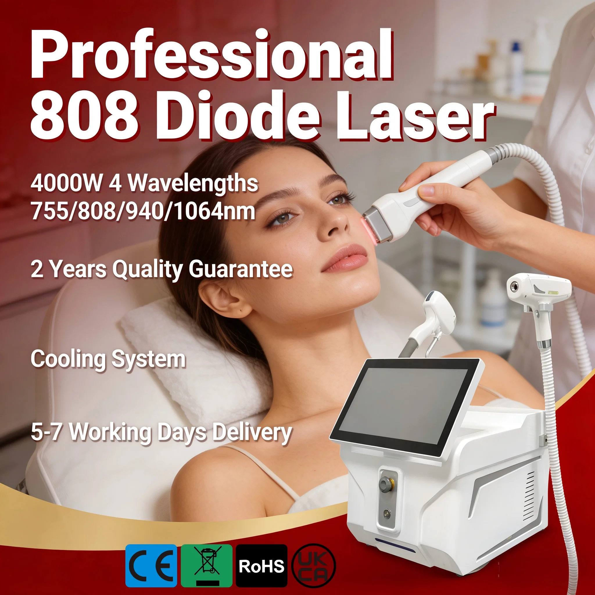 

2026 755 940 1064 808nm 4 Waves Alexandrite Device Permanent Professional 4000w Soprano Diode Laser Hair Removal
