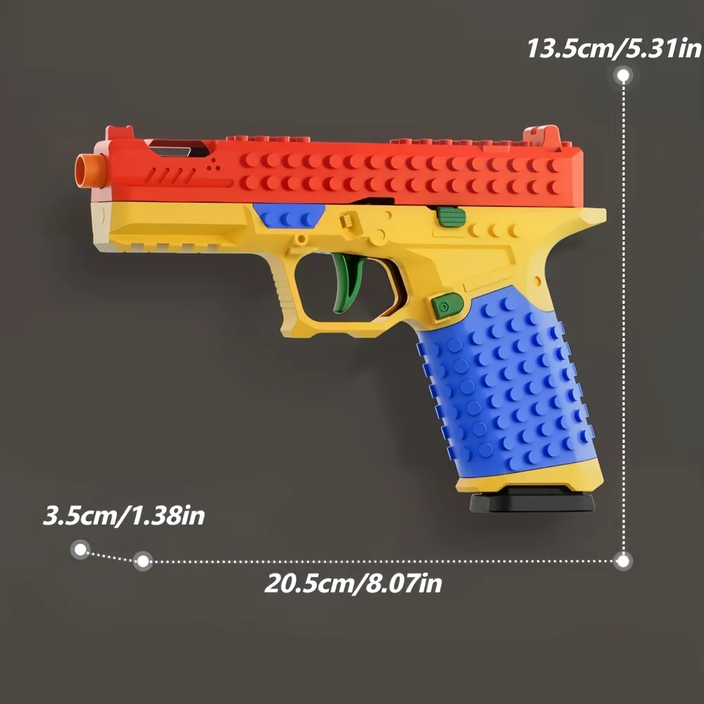 Automatic Shell Ejecting Toy Gun Pistol, DIY Building Block Toy Guns, Mini Blaster Gun, Shooting Games Educational STEM Toy Gun, Cool Stuff Gifts for Halloween Christmas Birthdays