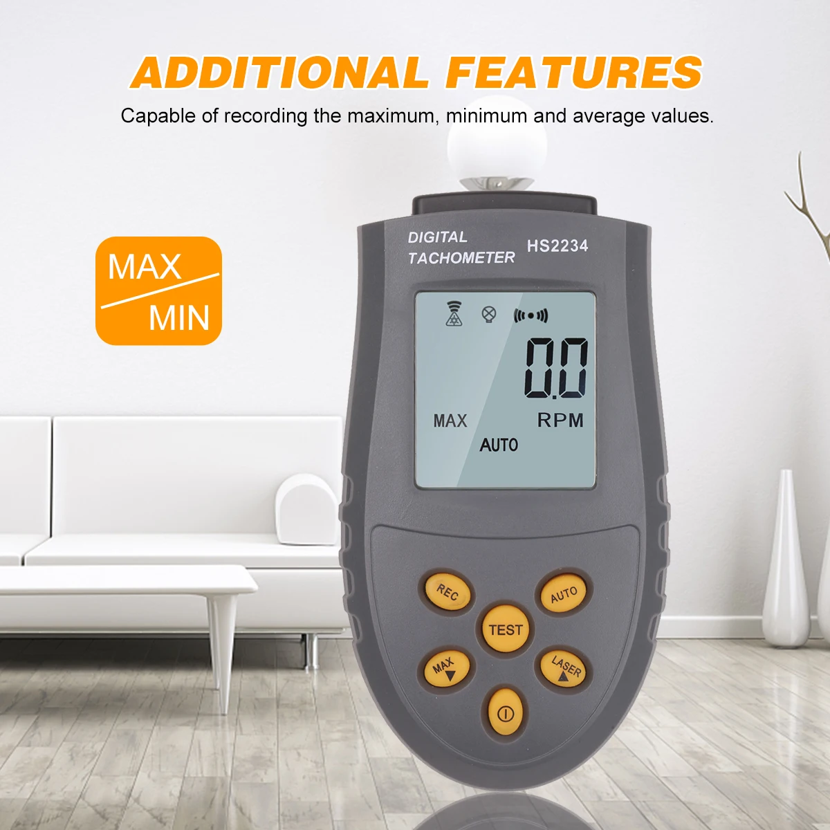 Zeer nauwkeurige digitale toerenteller met laserhandleiding/automatische meting Snelheidsmeter achtergrondverlichting voor autodiagnostiek