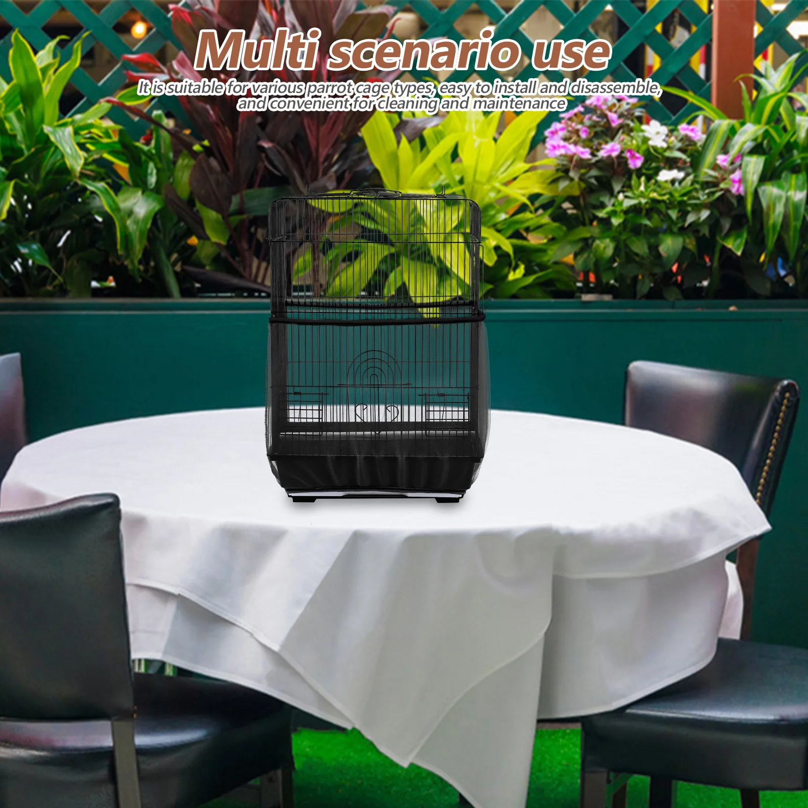 

2Pcs Birdcage Protective Cover Breathable Mesh Dust Guard Universal Adjustable Cage Skirt for Parrots Cockatiels Canaries