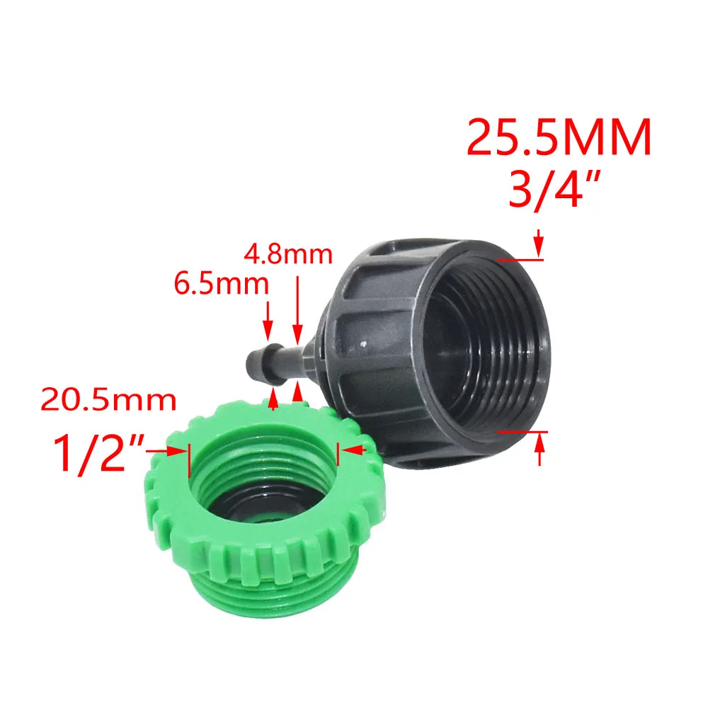 1/2 3/4 Female Thread To 1/4 1/2 Garden Hose Barb Connector 4/7 16MM  Hose Fitting Drip Irrigation Coupler With Lock Nut