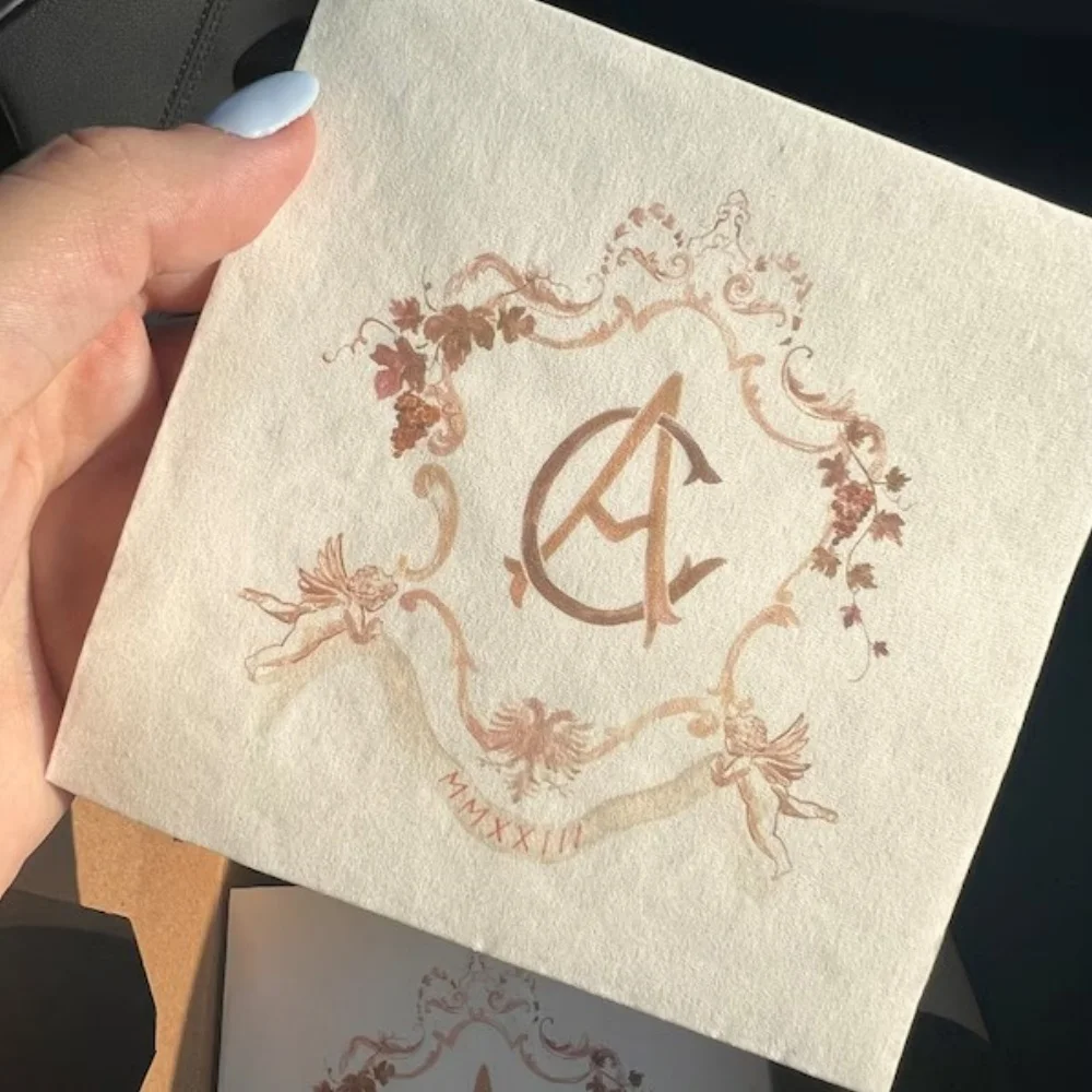 

50Pcs Custom Wedding Cocktail Napkins, you provide your artwork! Personalized Cocktail Napkins, White or Ecru printed full color