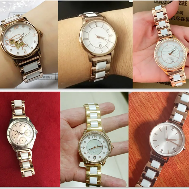 Watch Band Ceramic Bracelet in Stainless Steel Watchband Strap White Women Man Fashion Wristwatches 12 13 14 15 16 17 18 20 22mm