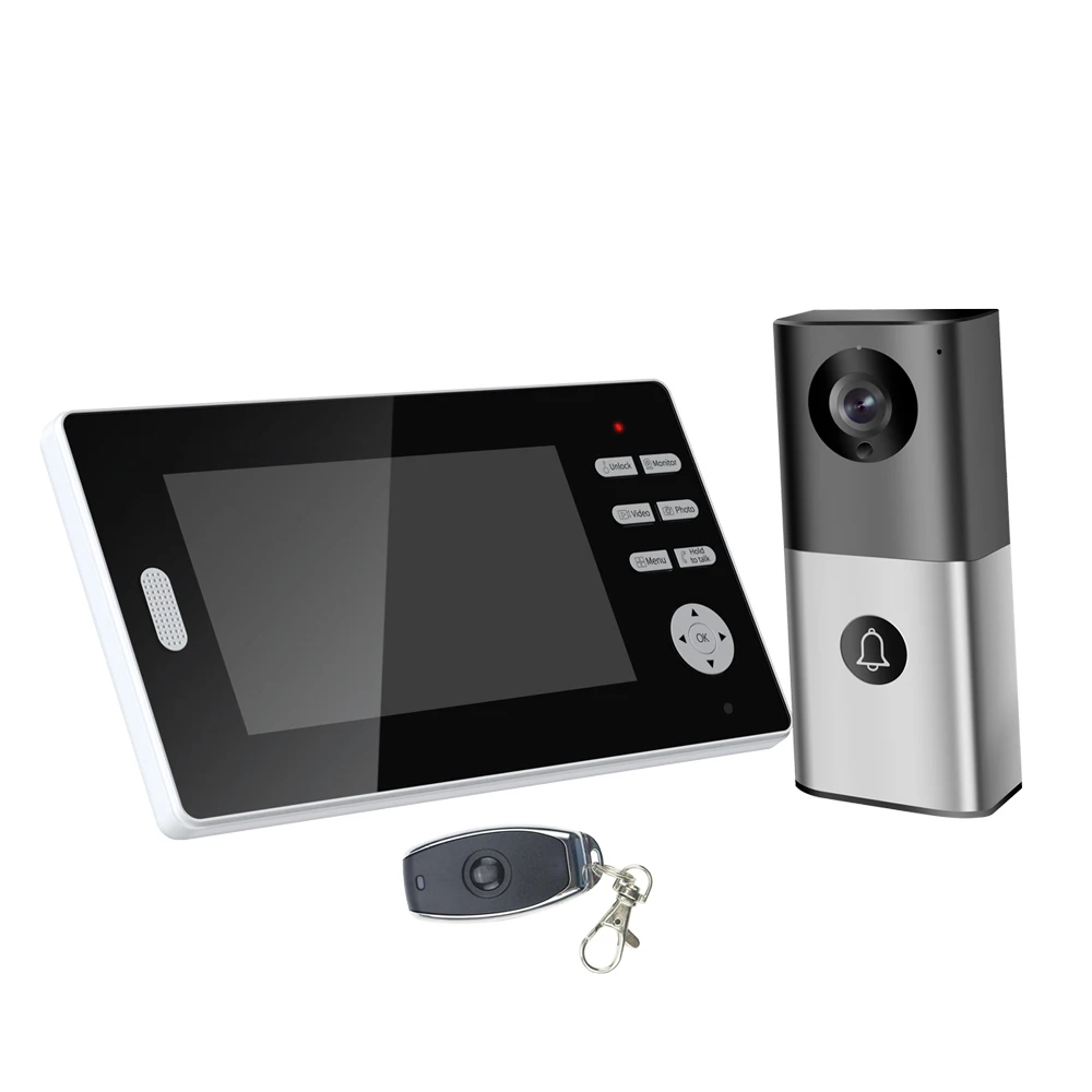 Wireless 7 Inch Intercom Video Door Phone LCD Display 2.4Ghz HD Visual Doorbell Peephole Viewer - Home Security Camera