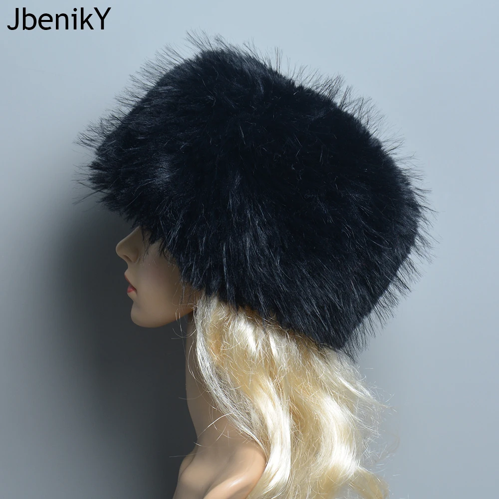 

Faux Fur Beanies Women Winter Warm Fluffy Popular Russia Style Female Round Cap Fashion Faux Raccoon Fur Hats