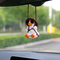 Gypsum Cute Anime Car Accessorie Swing Duck Pendant Auto Rearview Mirror Ornaments Birthday Gift Couple Fragrance Tools