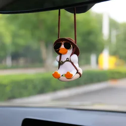 Gypsum Cute Anime Car Accessorie Swing Duck Pendant Auto Rearview Mirror Ornaments Birthday Gift Couple Fragrance Tools