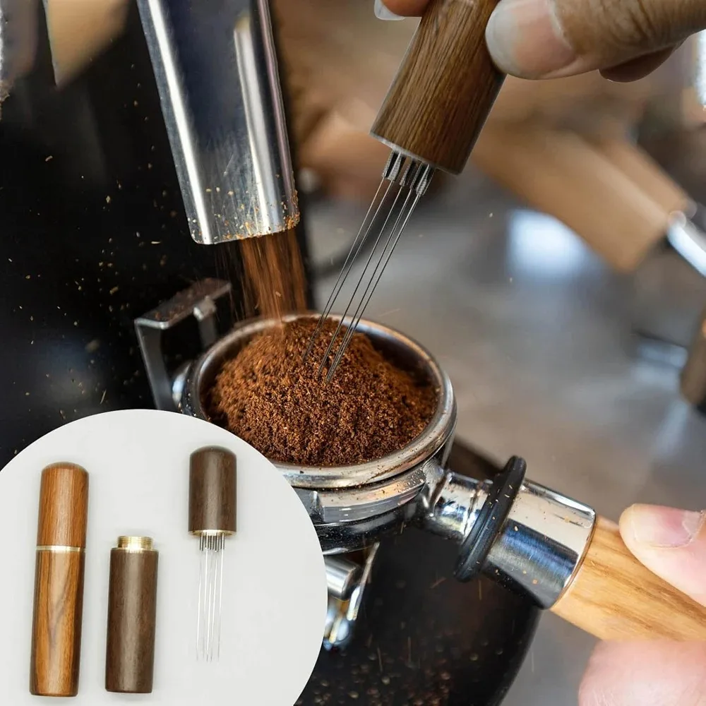 Portable Coffee Grinder Hand Crank for Home Office Travel - Manual Bean Mill in Wood and Stainless Steel Coffee Gift Set