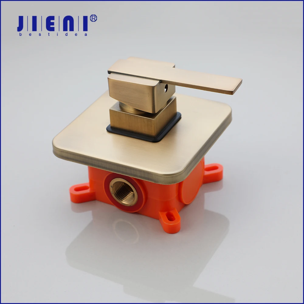 

JIENI Golden Plated Bath Products Wall Mounted Bathroom Faucet Shower Powered Function Single Handle Control Mixer Inlet valve