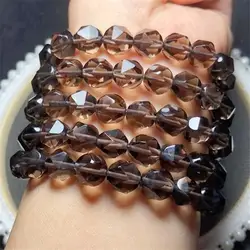 Natural Smoky Quartz Bead Bracelet Handmade Crystal Quartz Jewelry Stretch Bangle Children Birthday Gift 1pcs 8.9MM