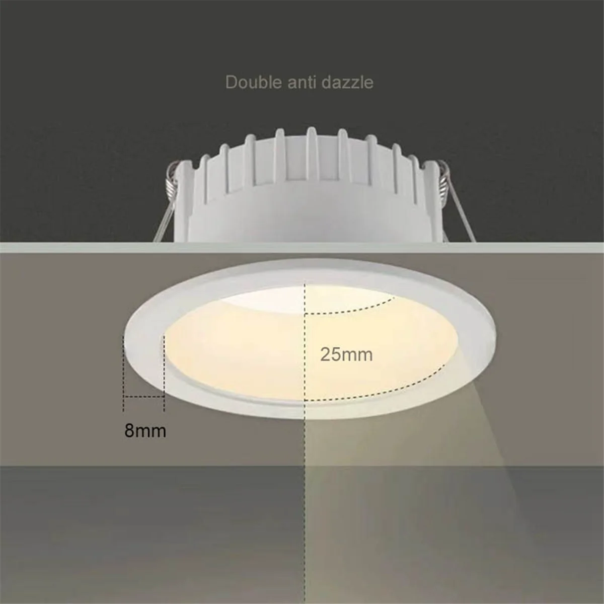 Get! Round Anti-Glare LED Light Recessed Downlight Ceiling Light Spotlight Suitable for Indoor Lighting