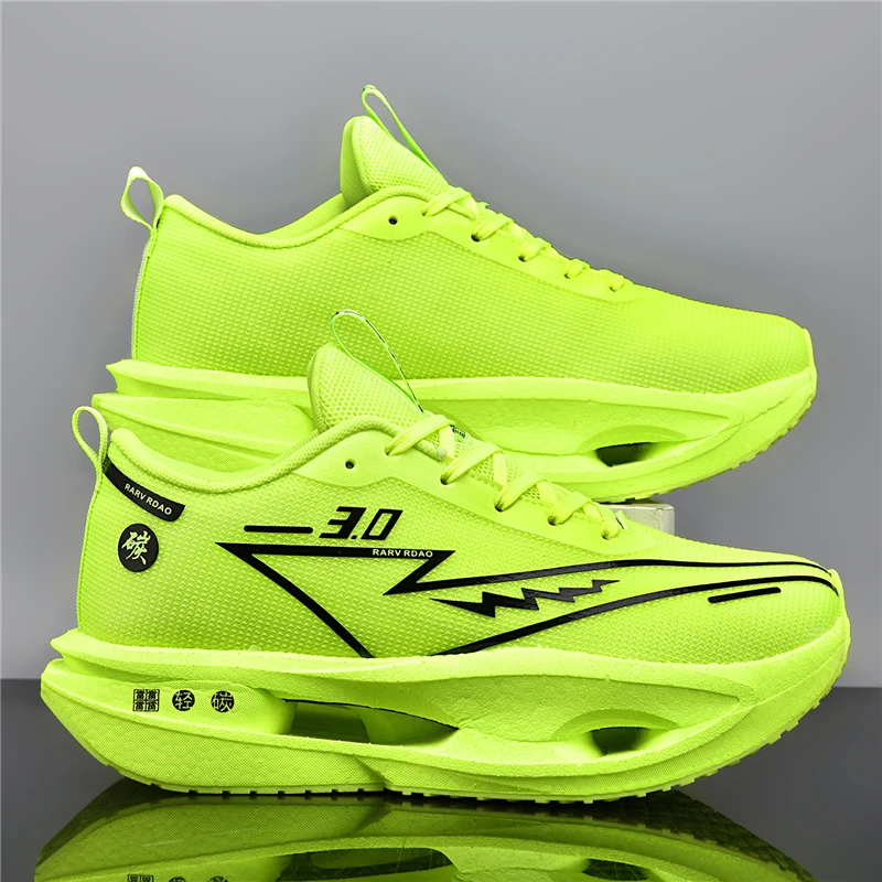 

Мужские спортивные кроссовки для бега, повседневные марафонские дышащие легкие женские флуоресцентные спортивные нескользящие кроссовки с карбоновой пластиной