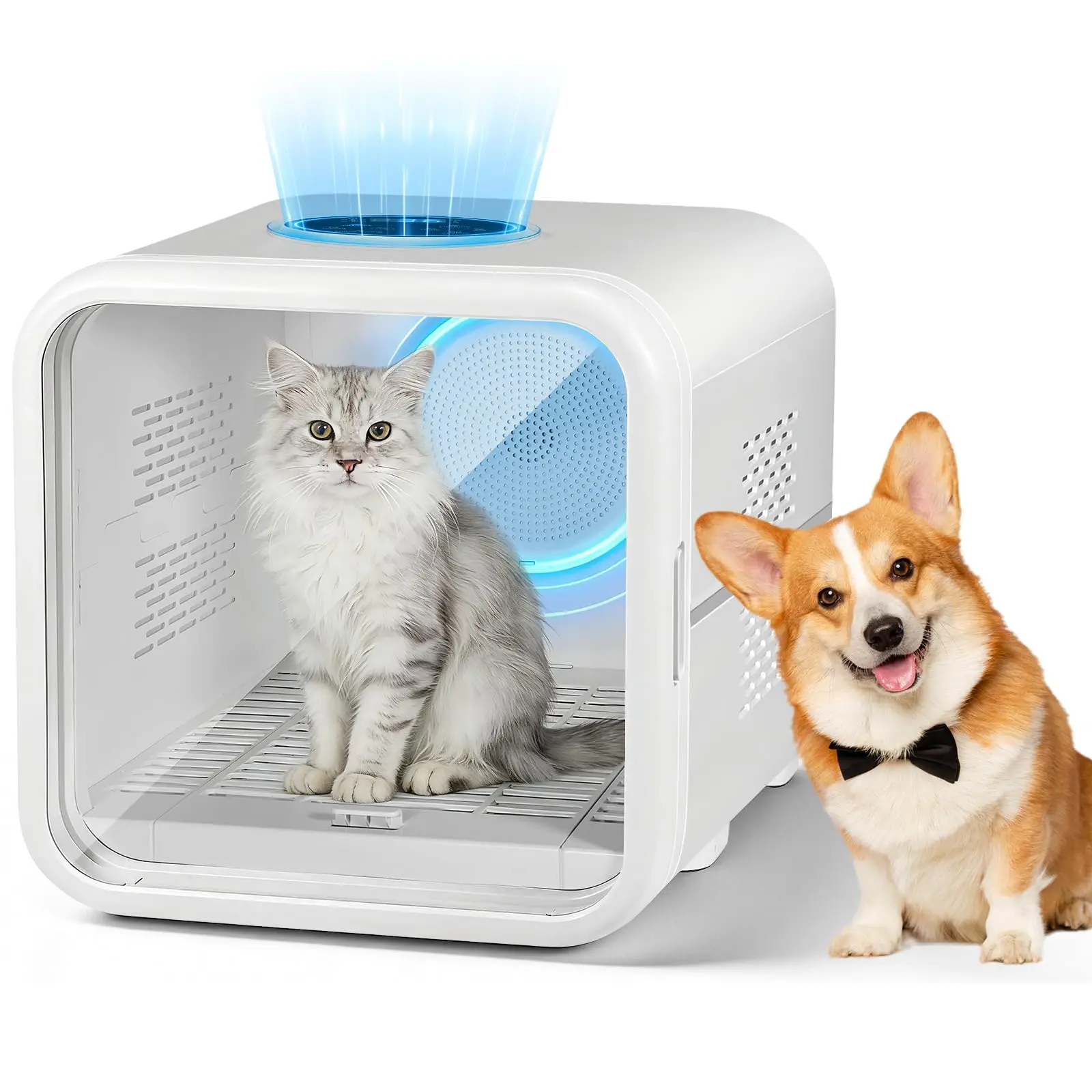 Automatic Pet Hair Dryer Box,Powerful Motor Fans Blower for Cats and Small Dogs,360° Drying,Temperature Control,Self-Dryer Boxes