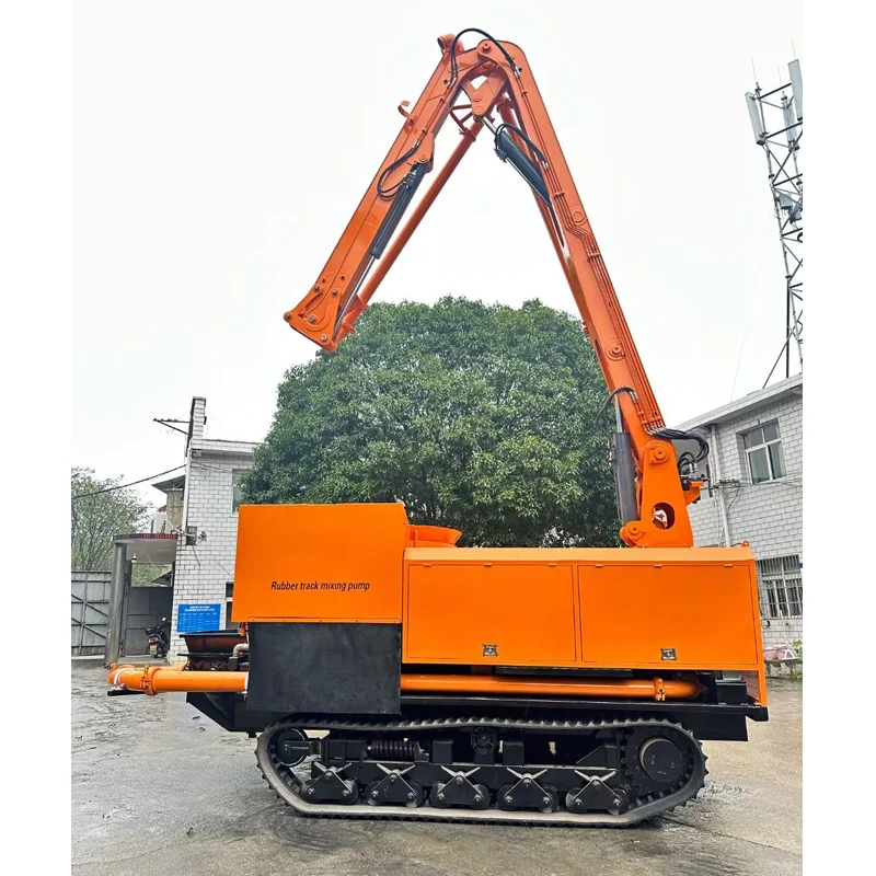 Pompa per calcestruzzo Rimorchio mobile Mini pompa per consegna calcestruzzo diesel Pompa per braccio per calcestruzzo cingolato