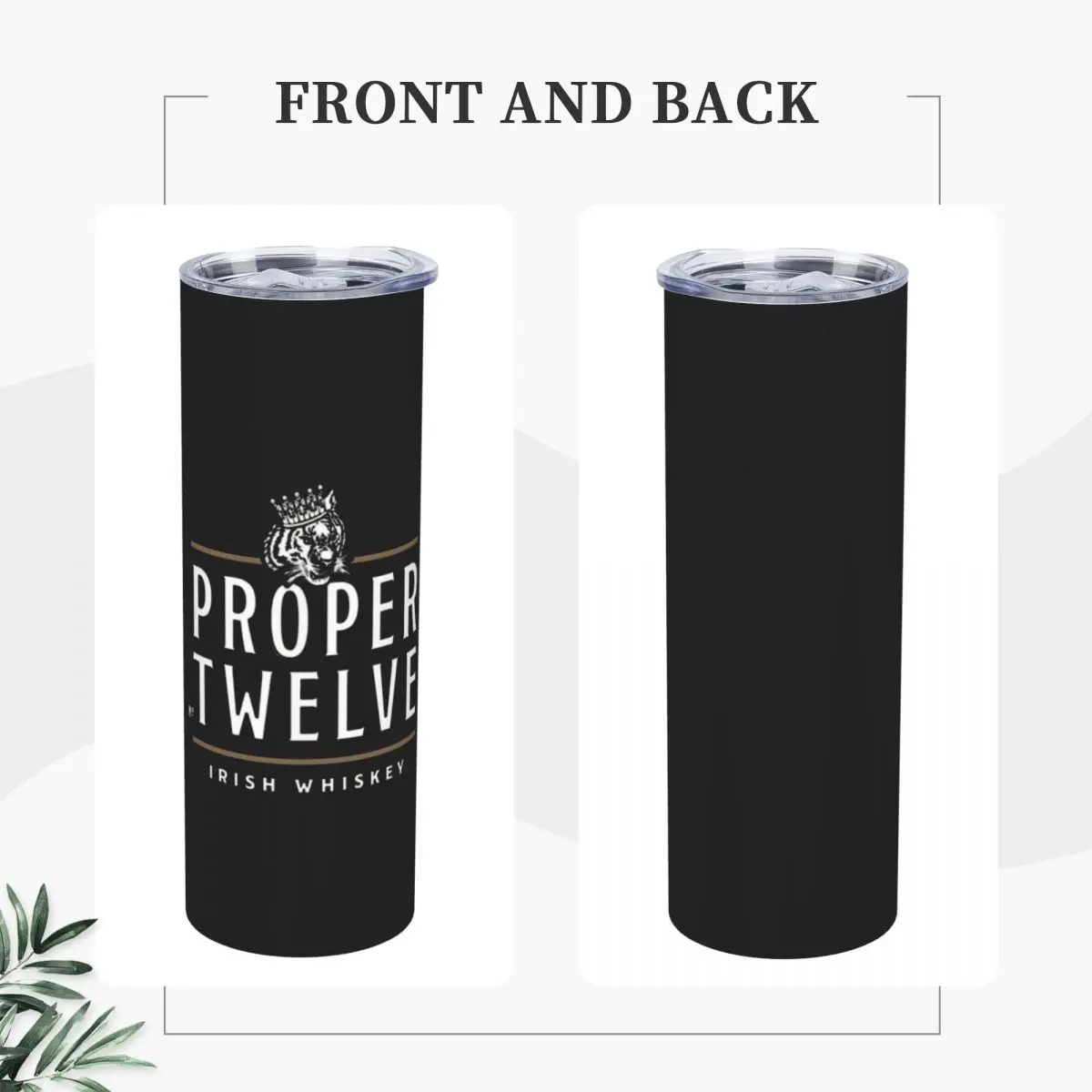 Proper 12 Proper Twelve Irish Whiskey Stainless Steel Tumbler Vacuum Insulated Mug Thermal Cold Cup Straws With Lid 20oz