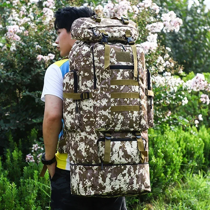 100L Large Capacity Waterproof Casual Tactical Backpack Men's and Women's Outdoor Sports Hiking Bags Travel Wear Resistant