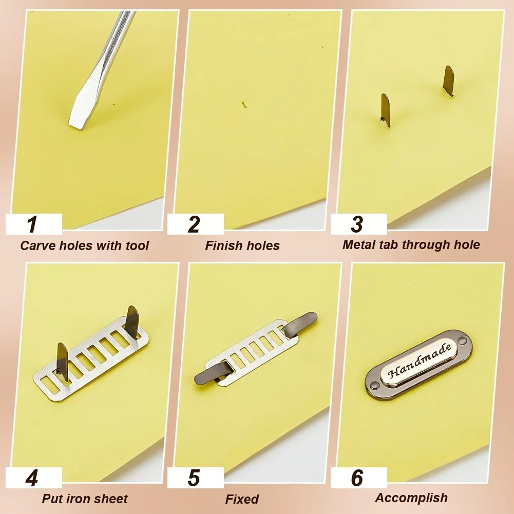 Picture 5: 3-9Pcs Handmade Metal Labels with Shim Oval Shaped Alloy HandMade Bag Tags for DIY Crafts Sewing Items Purses Bags Clothes Shoes