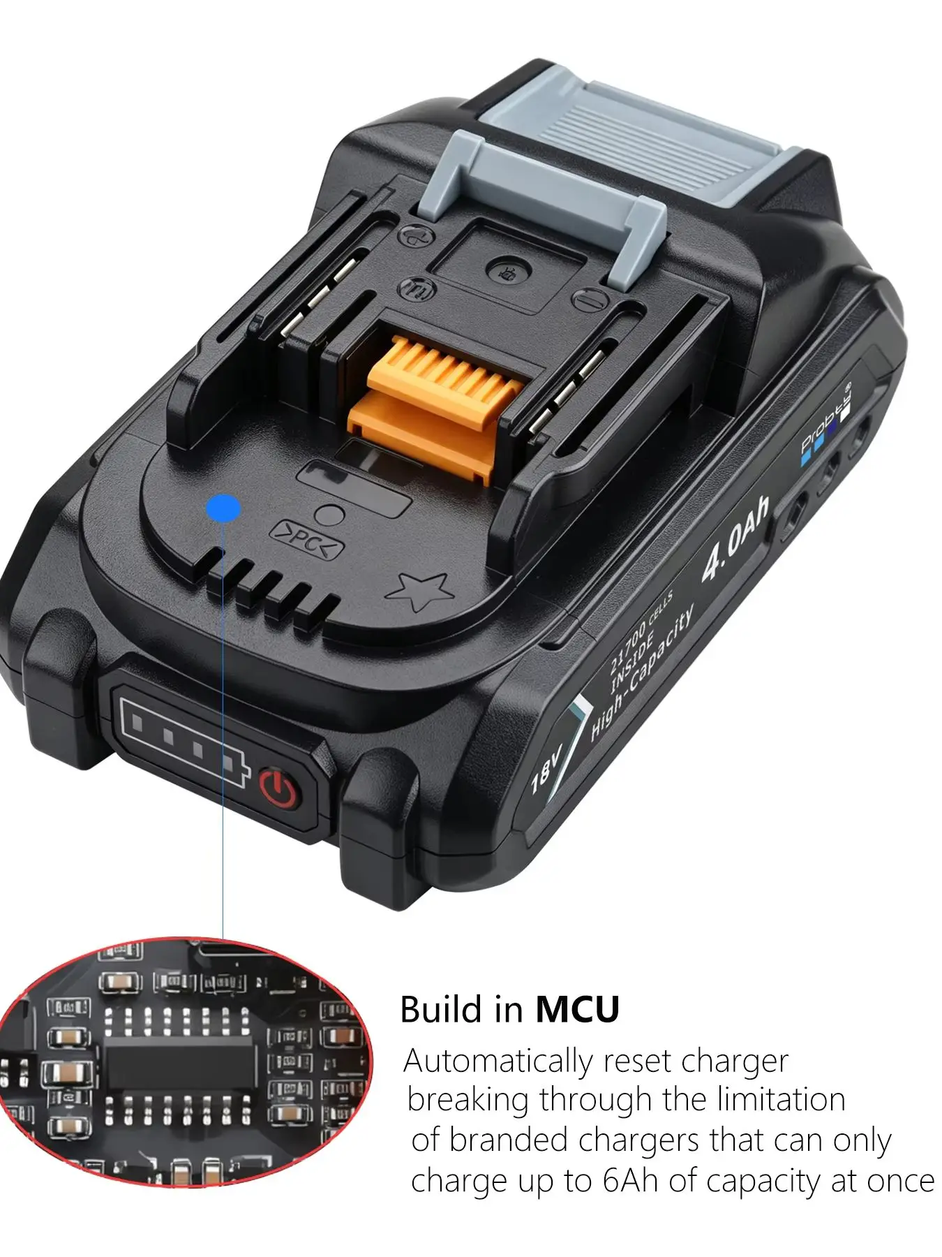 Probty do akumulatorów Makita 18V 4.0Ah do elektronarzędzi, z diodą LED, zamiennik Li-ion BL1830 BL1840 BL1850 BL1835 — 2