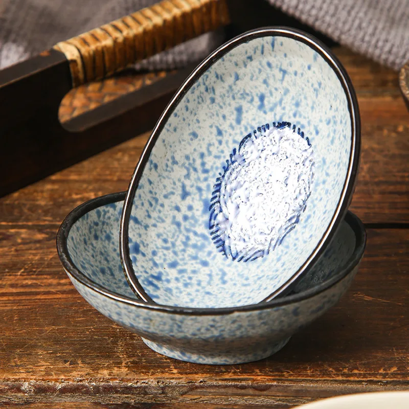 1 Piece Vintage Oval Seasoning Dish Yuanbao Soy Sauce Vinegar Cooking Side Dish Snack Flavor Dish Creative Ceramic Small Bowl