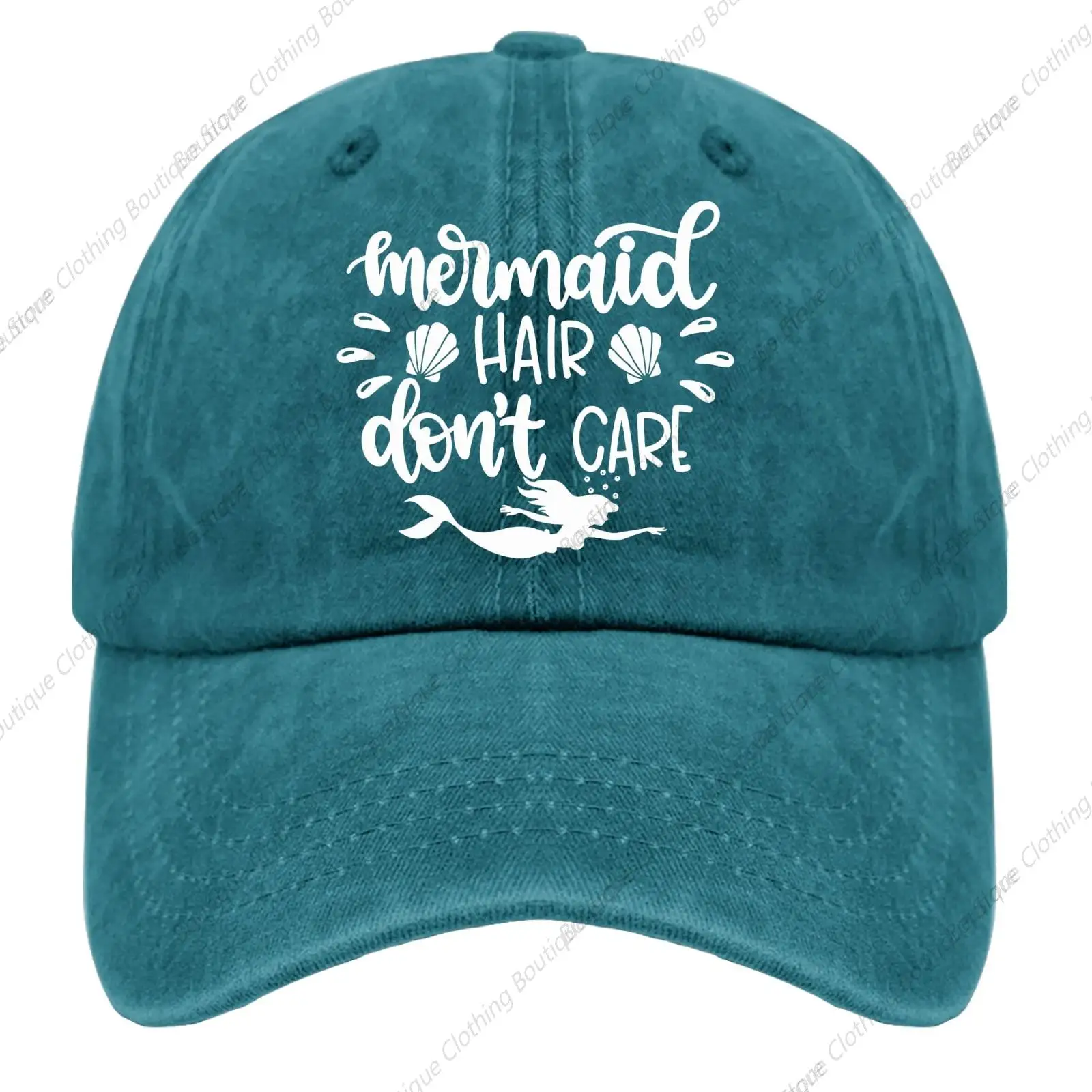 

Dad Hats Mermaid Hair Don't Care Baseball Cap for Men Vintage Hats Adjustable Cyan Blue