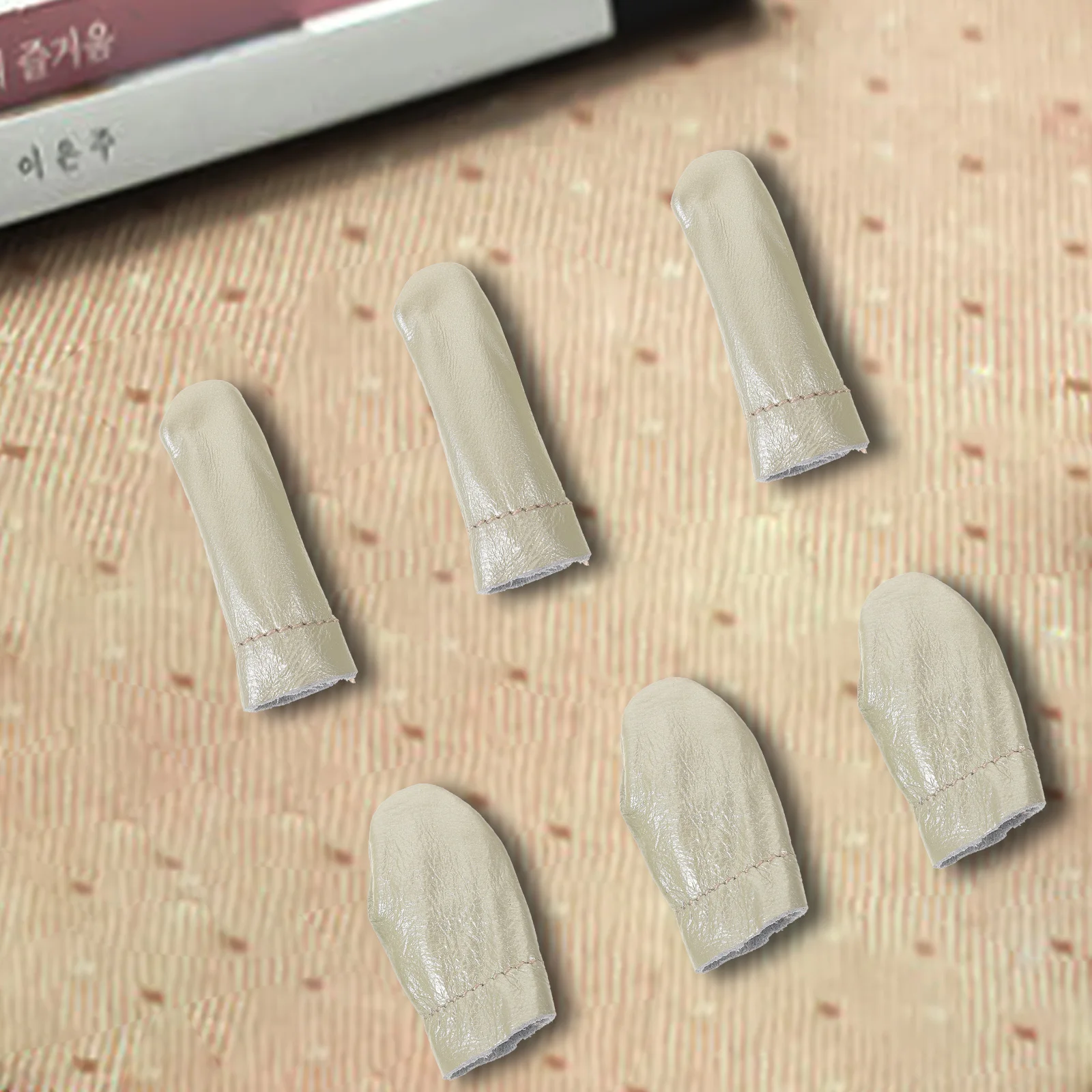 

6pcs Finger Protector For Sewing Knitting Embroidery Craft Index Thumb Cover Thimble Tool Cowhide Durable Heat Resistant