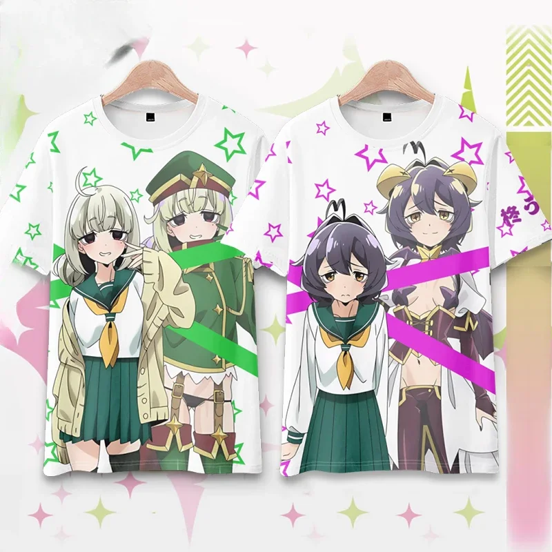 Футболка с 3D принтом аниме «Gushing Over Magical Girls», женская и мужская летняя забавная футболка с круглым вырезом и коротким рукавом, футболки с мультяшным графическим рисунком, косплей