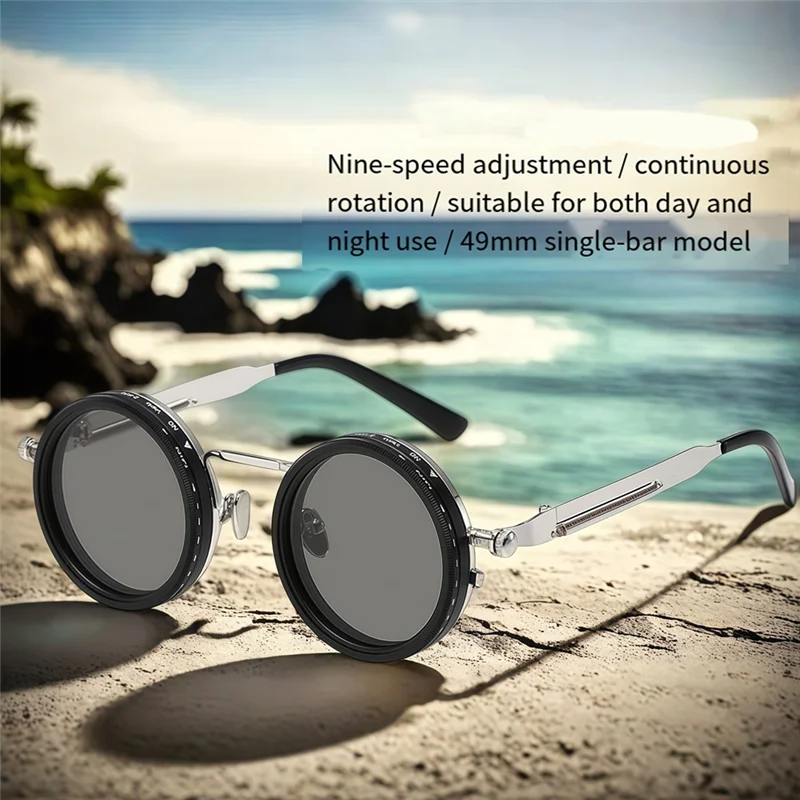 ABVJ-49Mm ND9 Kacamata Hitam Peredupan Dapat Disesuaikan Kacamata Filter Pancing Definisi Tinggi Tahan UV Terpolarisasi Perak