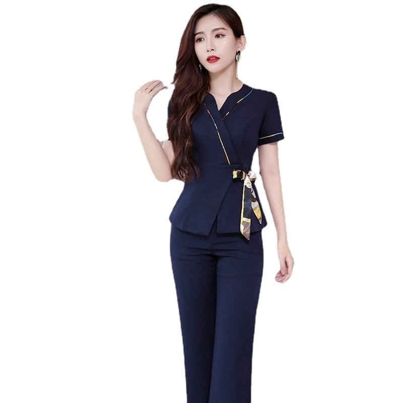 Spa Uniforms Women Beautician Work Clothes Foot Bath Technician Health Care Store Overalls Asian Massage Nail Salon Uniform