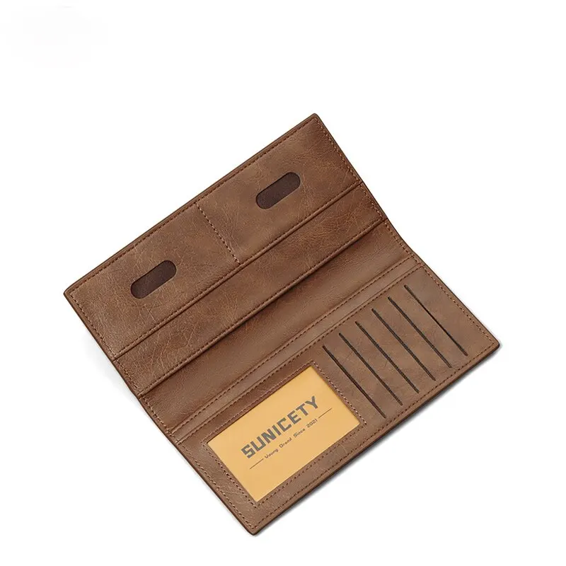 แฟชั่นใหม่กระเป๋าเงินอเนกประสงค์กันขโมยกระเป๋าสตางค์หนัง PU เหมาะสำหรับธุรกิจนิ่มกระเป๋าเงินผู้ชายขนาดเล็กกระเป๋าใส่สะดวก