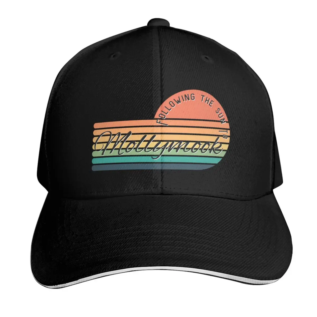Following The Sun To Mollymook Retro Sunset Baseball Cap Snapback Flat Bill Strapback Dad Hat Six Panel Structured Crown