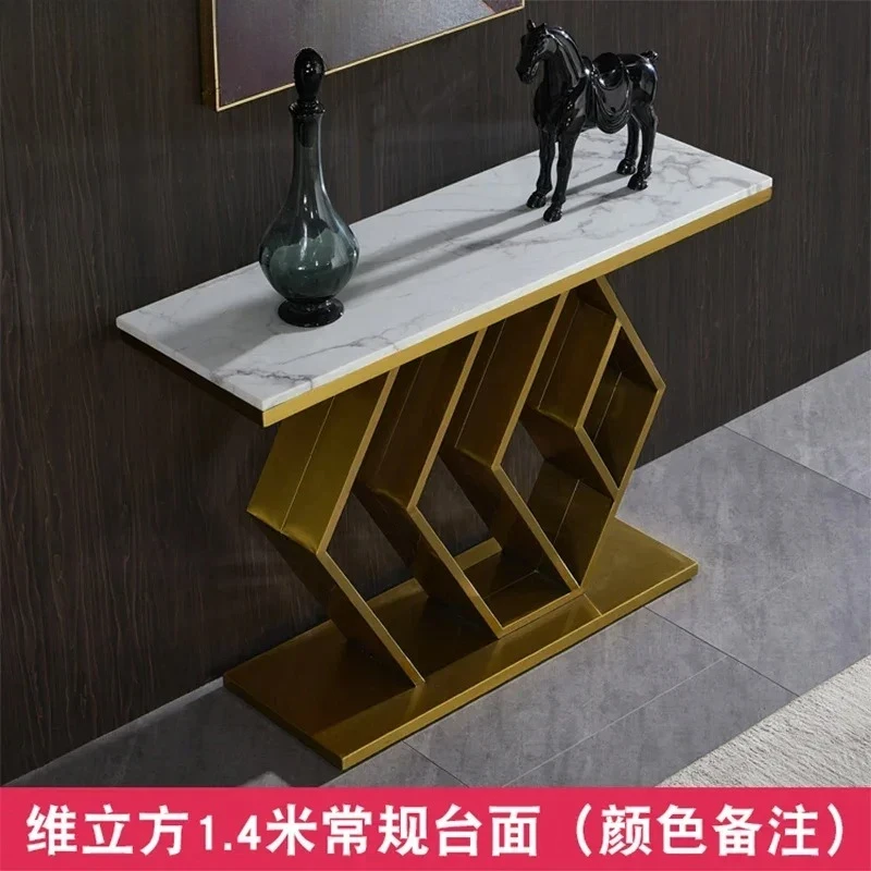 

B light luxury entrance door, rock slab creative entrance table, simple and modern front door